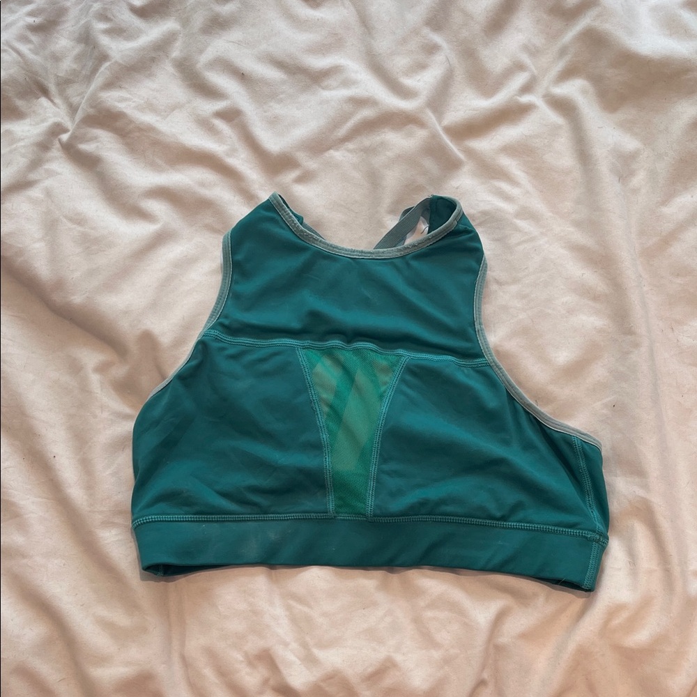 The Chestee Teal High-Neck Sports Bra